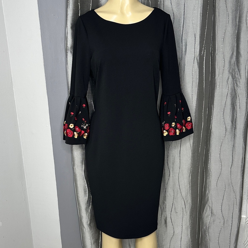 Calvin Klein Black Dress with Floral Accents